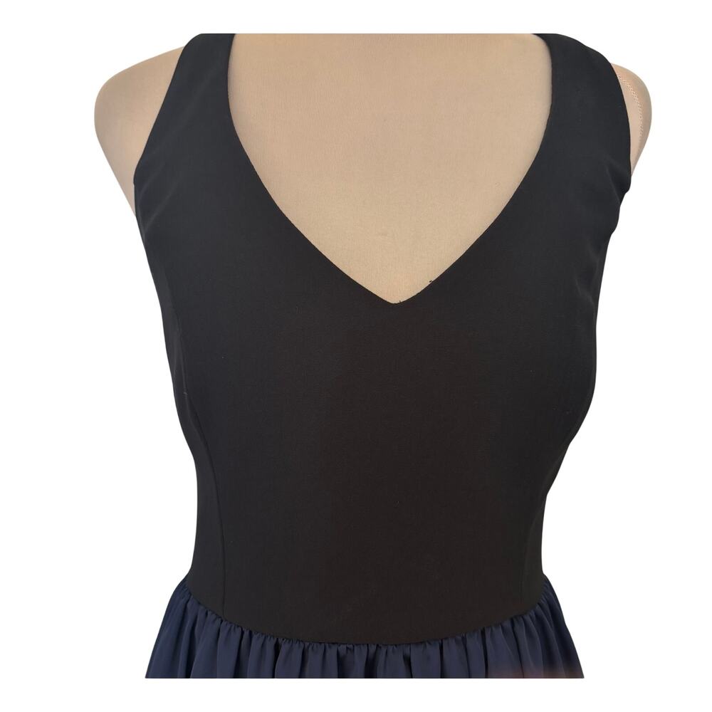 WHITE by Vera Wang Bow Back Satin Knit Halter Gown Dress Navy Black Luxury Prom - Picture 4 of 9
